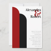 クリムゾンレッドブラックウルトラモダンミニマル 招待状 (正面)
