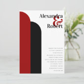 クリムゾンレッドブラックウルトラモダンミニマル 招待状 (スタンド正面)