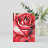 クリムゾンレッドローズウォーター色オリジナルアートマクロ ポストカード (スタンド正面)