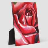 クリムゾンレッドローズオリジナルウォーターカラーアート フォトプラーク (側面)