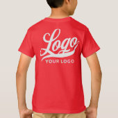 クリムゾンレッド会社ロゴスワッグビジネスキッズボーイズT Tシャツ (裏面)