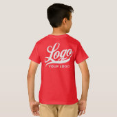 クリムゾンレッド会社ロゴスワッグビジネスキッズボーイズT Tシャツ (裏面フル)