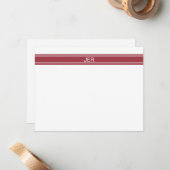 クリムゾンレッド名モノグラムのパーソナライズされたのイニシャル ノートカード (正面/裏面インサイチュ)