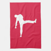 クリムゾンレッド武術アート キッチンタオル (縦)