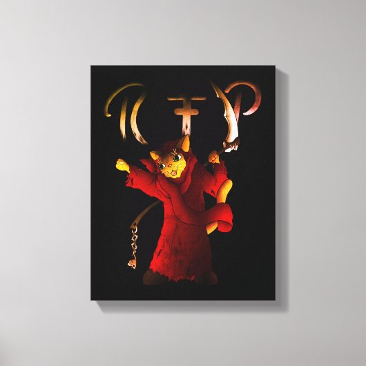 クリムゾンレッド死神ネコ キャンバスプリント (正面)