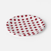 クリムゾンレッド水玉模様サークル ペーパープレート (アングル)