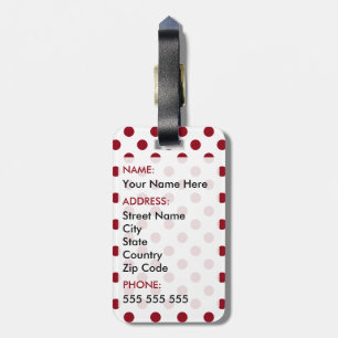 クリムゾンレッド水玉模様サークル ラゲッジタグ