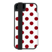 クリムゾンレッド水玉模様サークル INCIPIO iPhoneウォレットケース (フォリオ裏面)