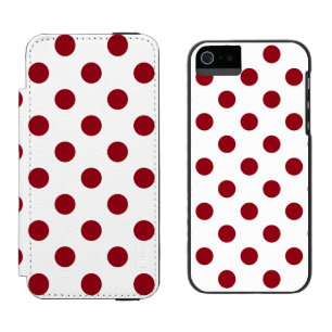 クリムゾンレッド水玉模様サークル iPhone SE/5/5sウォレットケース