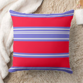 クリムゾンレッド、パープルとホワイトのストライプ装飾用クッション クッション (ブランケット)
