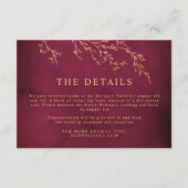 クリムゾンレッド&金ゴールドボタニカルエレガントウェディング エンクロージャーカード (正面)