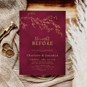 クリムゾンレッド&金ゴールドボタニカルリハーサルディナー 招待状