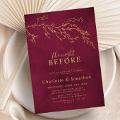 クリムゾンレッド&金ゴールドボタニカルリハーサルディナー 招待状