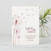 クリムゾンレッドDandelion結婚式の日付カードを保存 (スタンド正面)