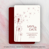 クリムゾンレッドDandelion結婚式の日付カードを保存