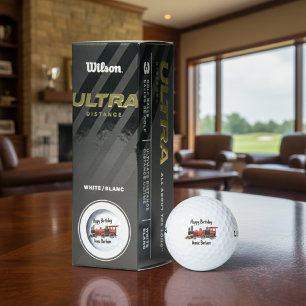 クリムゾンレールお祝いカスタムレッドトレイン誕生日 ゴルフボール