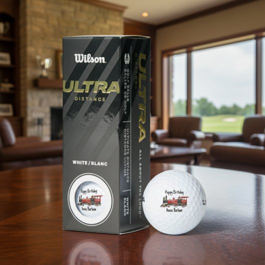 クリムゾンレールお祝いカスタムレッドトレイン誕生日 ゴルフボール