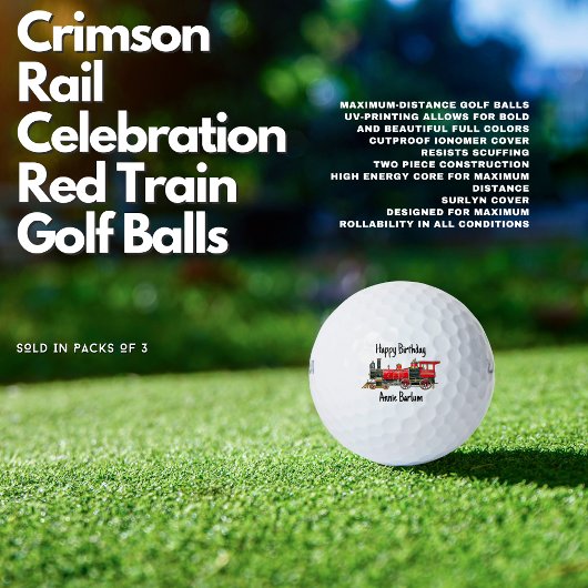 クリムゾンレールお祝いカスタムレッドトレイン誕生日 ゴルフボール