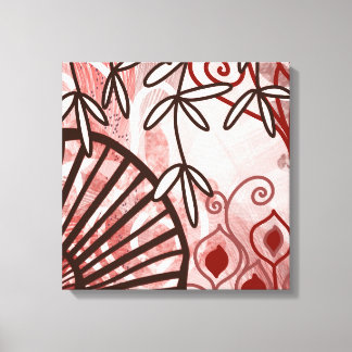 クリムゾンヴェイル – 抽象芸術ボタニカルアートプリント キャンバスプリント