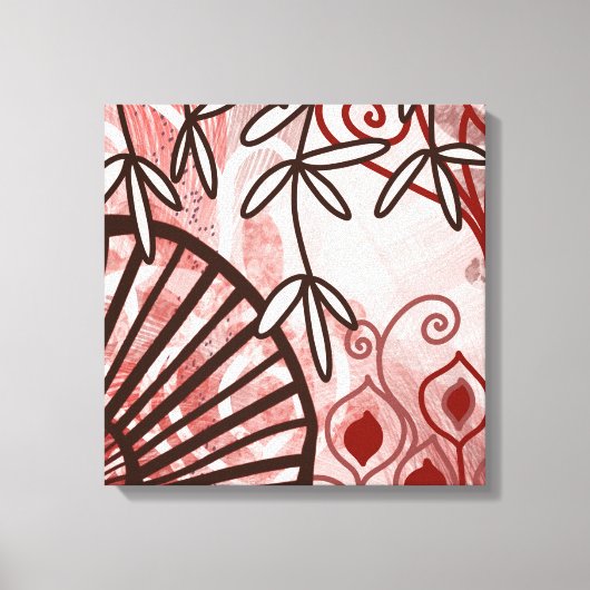 クリムゾンヴェイル – 抽象芸術ボタニカルアートプリント キャンバスプリント (正面)