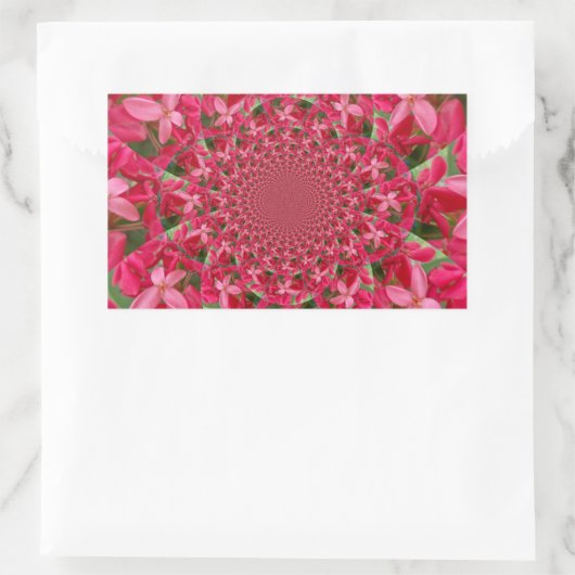 クリムゾン万華鏡のように千変万化するパターン:ブラッド・ミルクウィード・フラワーアート 長方形シール (バッグ)