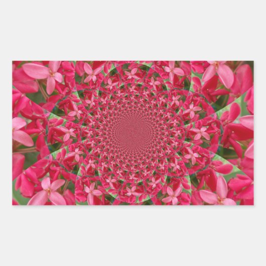 クリムゾン万華鏡のように千変万化するパターン:ブラッド・ミルクウィード・フラワーアート 長方形シール (正面)