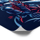 クリムゾン威厳のあるネイビーバイキングアットムーンライト ポスター (角)