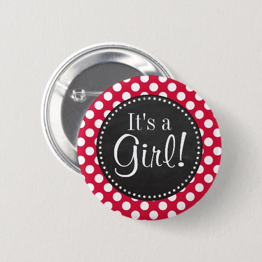 クリムゾン水玉模様; Chalkboard look 缶バッジ (正面&裏面)