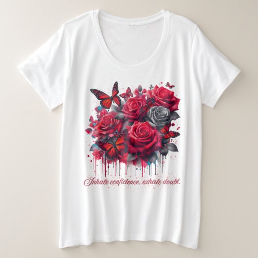 クリムゾン自信 プラスサイズTシャツ (デザイン正面)