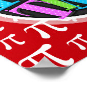 クリムゾン赤と白パイ記号 ポスター (角)