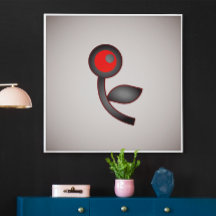 クリムゾン開花：赤と黒の抽象芸術の花