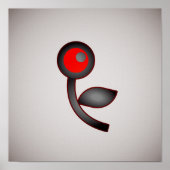 クリムゾン開花:赤と黒の抽象芸術の花 ポスター (正面)