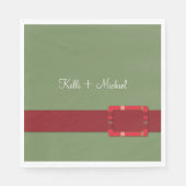 クリムゾン&エバーグリーン結婚クリスマス スタンダードランチョンナプキン (正面)