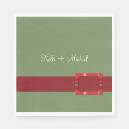 クリムゾン&エバーグリーン結婚クリスマス スタンダードランチョンナプキン