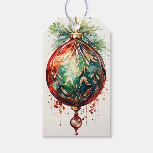 クリムゾン&エバーグリーン：赤と緑の融合 ギフトタグ (正面)