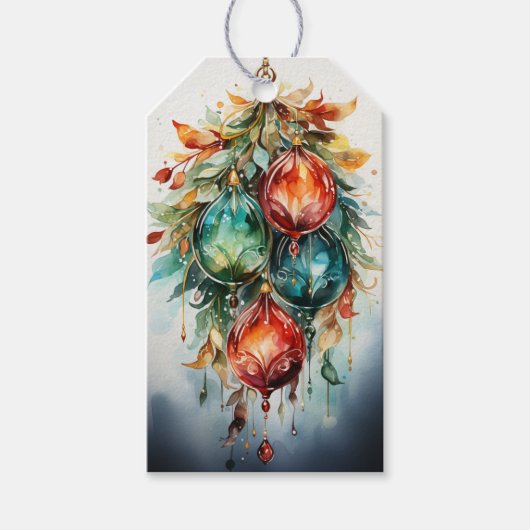 クリムゾン&エメラルド調和：フュージョンレッド&グリーン ギフトタグ (正面)