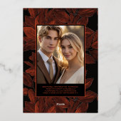 クリムゾン オータムリーフ 編集可能なテンプレート ゴールド箔 箔招待状 (裏面)