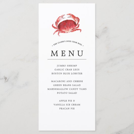 クリムゾン·カニ|カニボイルイベント メニュー (正面)