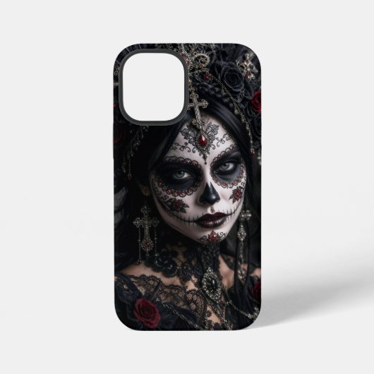 クリムゾン・ゴシック・カラベラ - ブラックローズ iPhoneケース (裏面)