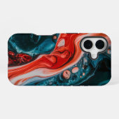 クリムゾン・タイド抽象画 iPhone 16ケース (裏面横)