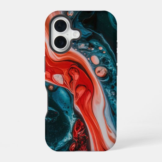 クリムゾン・タイド抽象画 iPhone 16ケース (裏面)