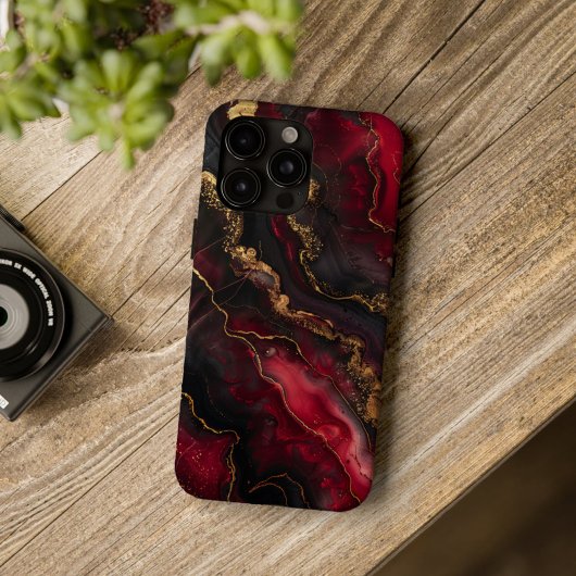 クリムゾン・ドミニオン – 高級感あふれる赤と黒の大理石 Case-Mate iPhoneケース