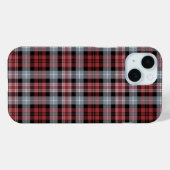 クリムゾン、ブラック、グレーのスポーティな格子模様 Case-Mate iPhoneケース (裏面 (横))