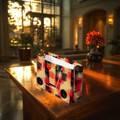 クリムゾン&ベージュ抽象芸術幾何学抱き枕 ラージペーパーバッグ