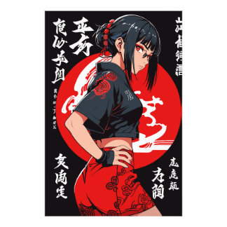 クリムゾン・ムーンライトの神秘的な戦士 フォトプリント           