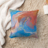 クリムゾン、赤面、青、金ゴールドマーブルアルコールインク クッション (ブランケット)