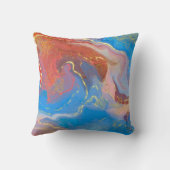 クリムゾン、赤面、青、金ゴールドマーブルアルコールインク クッション (裏面)