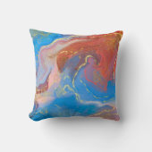 クリムゾン、赤面、青、金ゴールドマーブルアルコールインク クッション (正面)