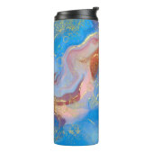 クリムゾン、赤面、青、金ゴールドマーブルアルコールインク タンブラー (回転左)