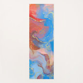 クリムゾン、赤面、青、金ゴールドマーブルアルコールインク ヨガマット (正面)